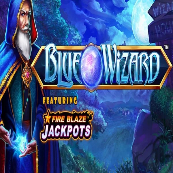 Slots logo of Blue Wizard Fire Blaze Jackpots from Rarestone Gaming at Slotexo Casino